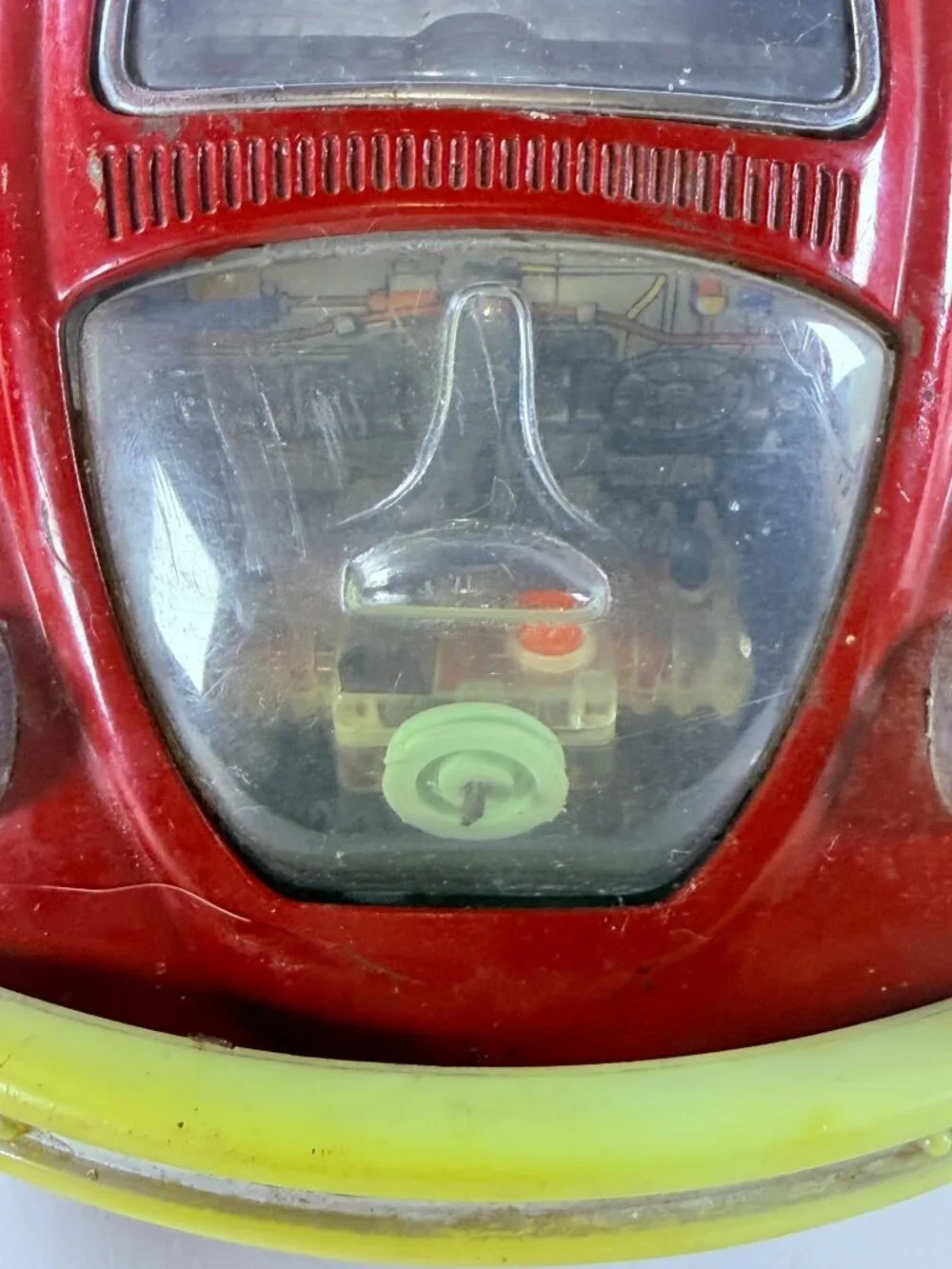 Vintage Bandai VW Volkswagen Beetle Tin Battery Operated Toy Car Japan Damaged